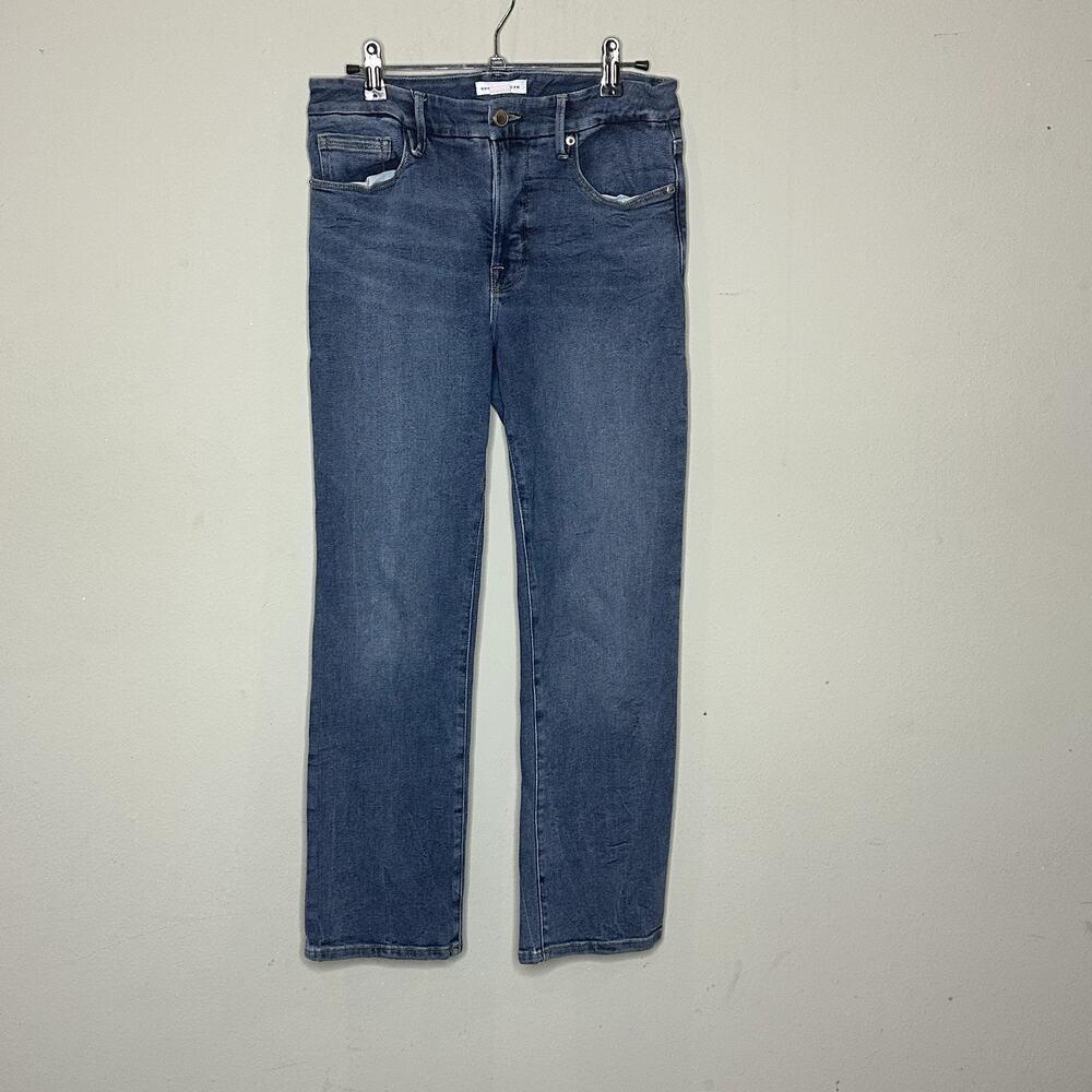 Good American‎ Blue Zip Fly Ankle Straight Leg Denim Jeans Women's Size 6/28